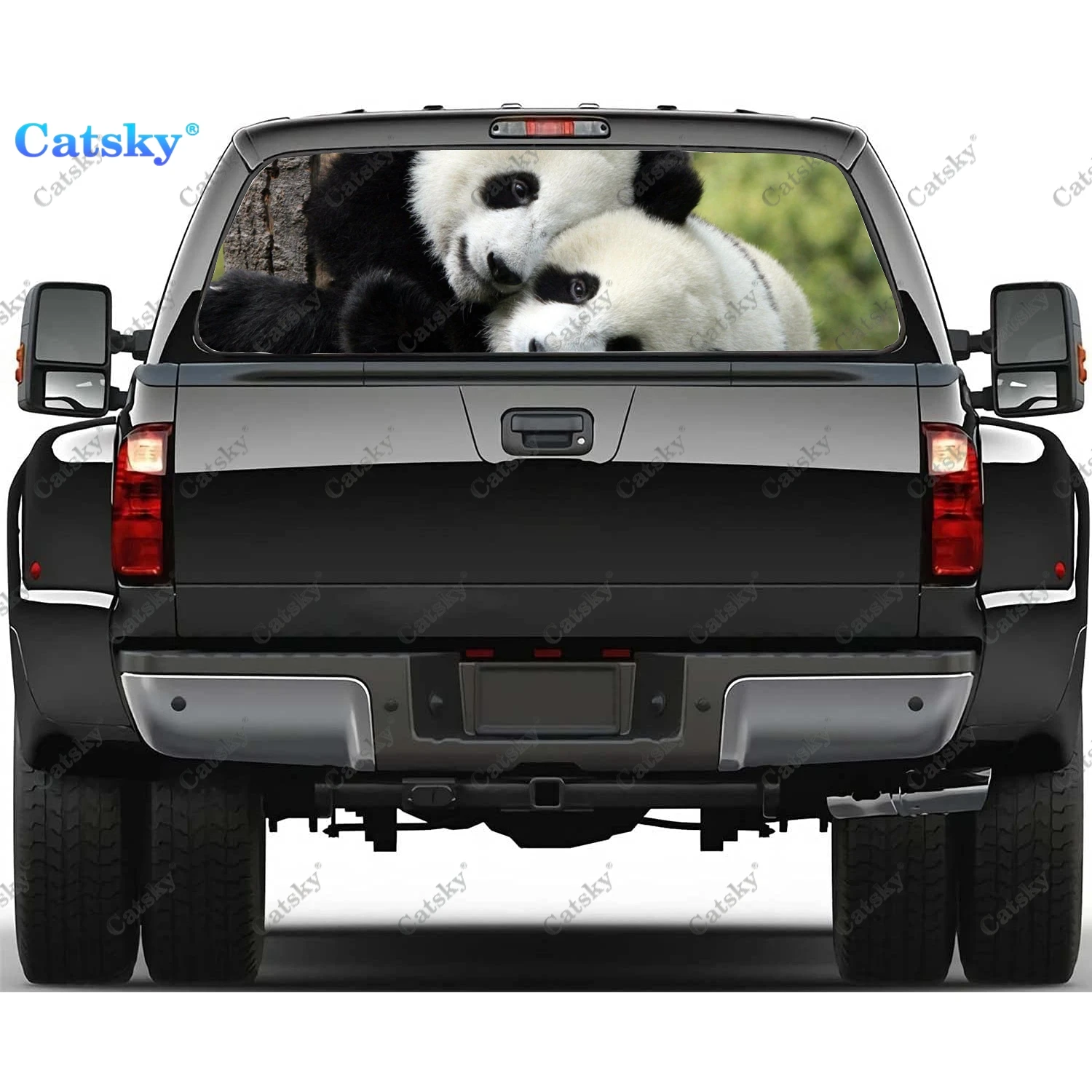 cute panda animal Window Car Decal Sticker Graphic Decorative Accessories Truck Sticker Perforated Vinyl Universal Sticker