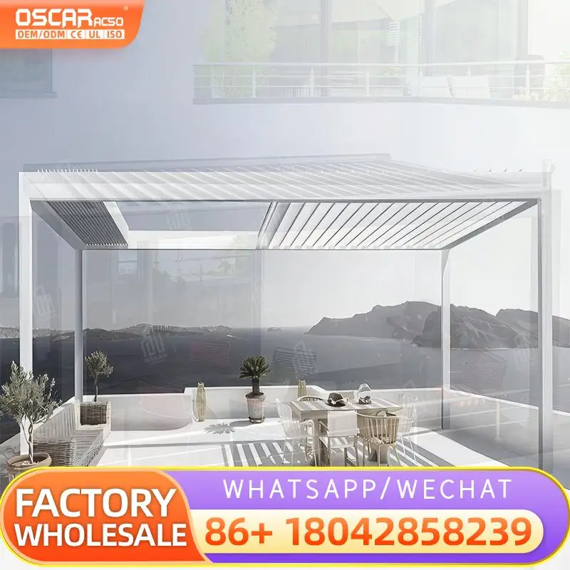 Estructura de aluminio con persianas motorizadas para exteriores, para jardín, terraza, patio, pérgola