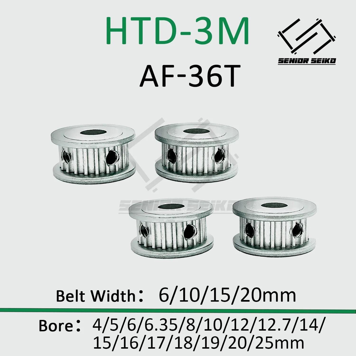 HTD3M 36T AF Timing Pulley 3M HTD 40teeth Belt Width 6/10/15/20mm Bore 4-25mm 40Teeth Synchronous Wheel  Pitch 3mm Belt Pulley