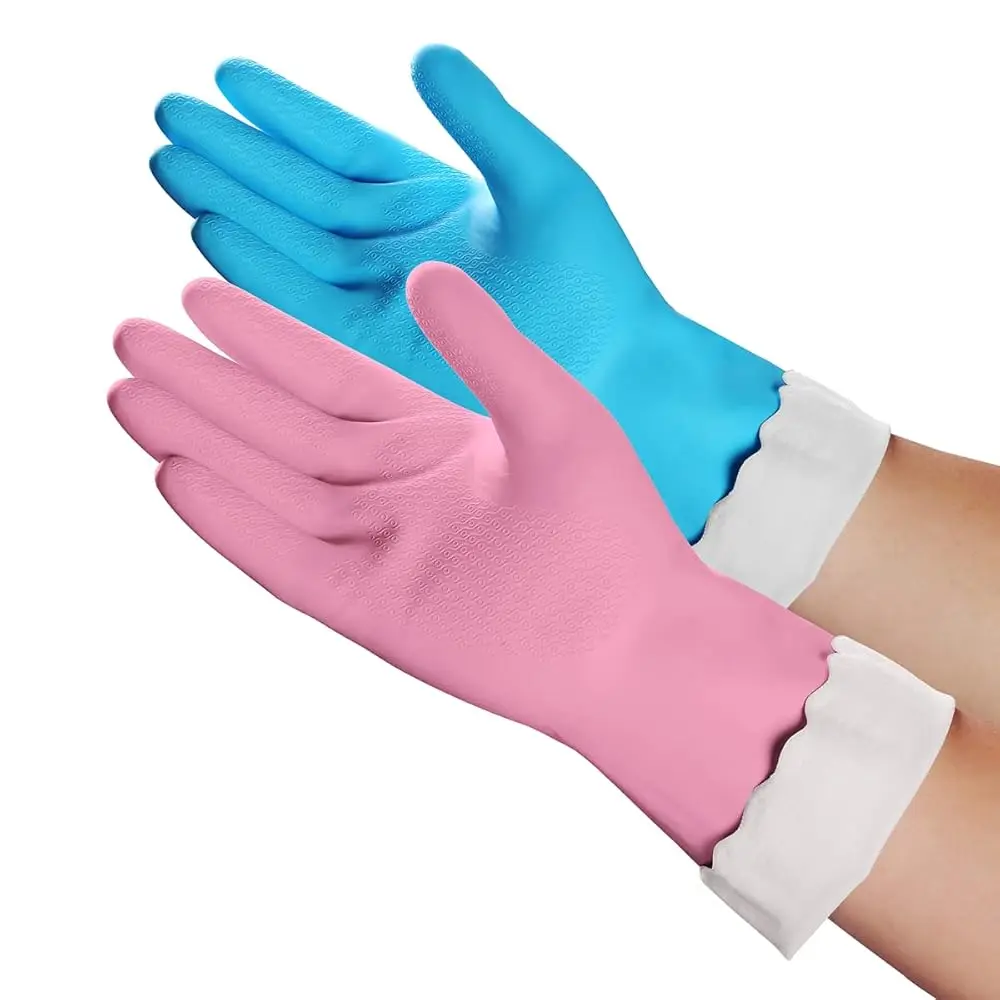 

Free Shipping Household Cleaning Gloves - Reusable Kitchen Dishwashing Gloves with Latex Free, Cotton lining, Waterproof, Non-Sl