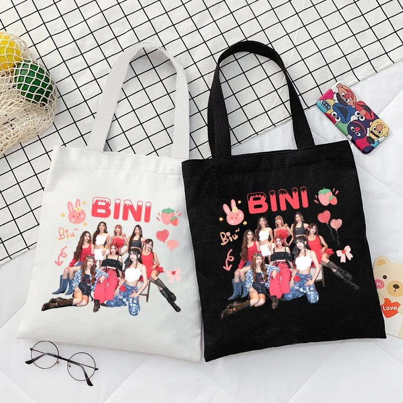 BINI Album Cherry On Top Photo Printed Tote Bag Fashion Large Capacity Canvas Shoulder Bag Aiah Colet Maloi Gwen Stacey Gift