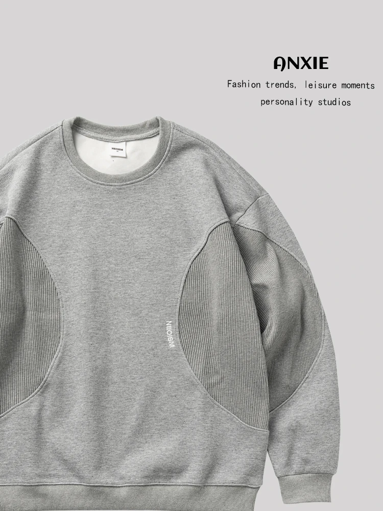 

Свитшот ANXIE свободного кроя с вышивкой, весенняя коллекция, круглый вырез, повседневная одежда для пар, стандартная длина, верхняя одежда