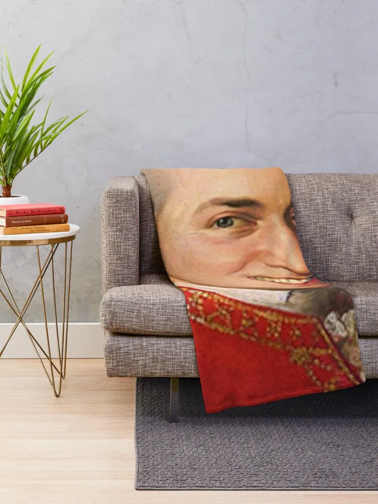 Smiling Wolfgang Amadeus Mozart art famous music composer funny meme Throw Blanket Blankets For Baby Plaid on the sofa Blankets