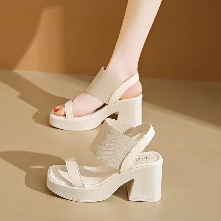 

Women's Thick-Soled Sandals for Outside Roman French Beach Slippers Toe-Open Wedge Heel Waterproof Platform Non-Slip Heightening