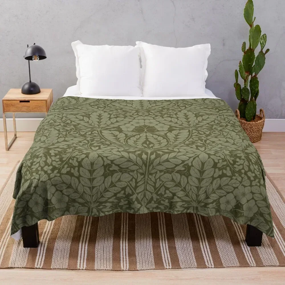 

Olive green floral vintage Throw Blanket Warm Flannel Blanket for Couch Chair Bedroom