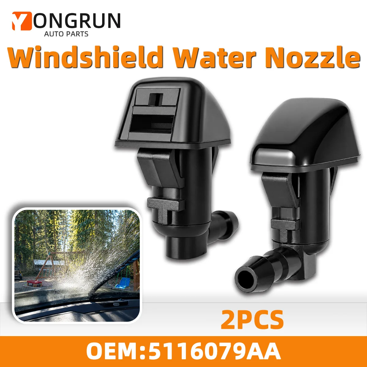 2 Stück Auto-Frontscheiben-Wasserdüse passend für Jeep Grand Cherokee, Liberty, Commander, Dodge Nitro, Durango, 5116079AA, 4806312AA – Detail 1