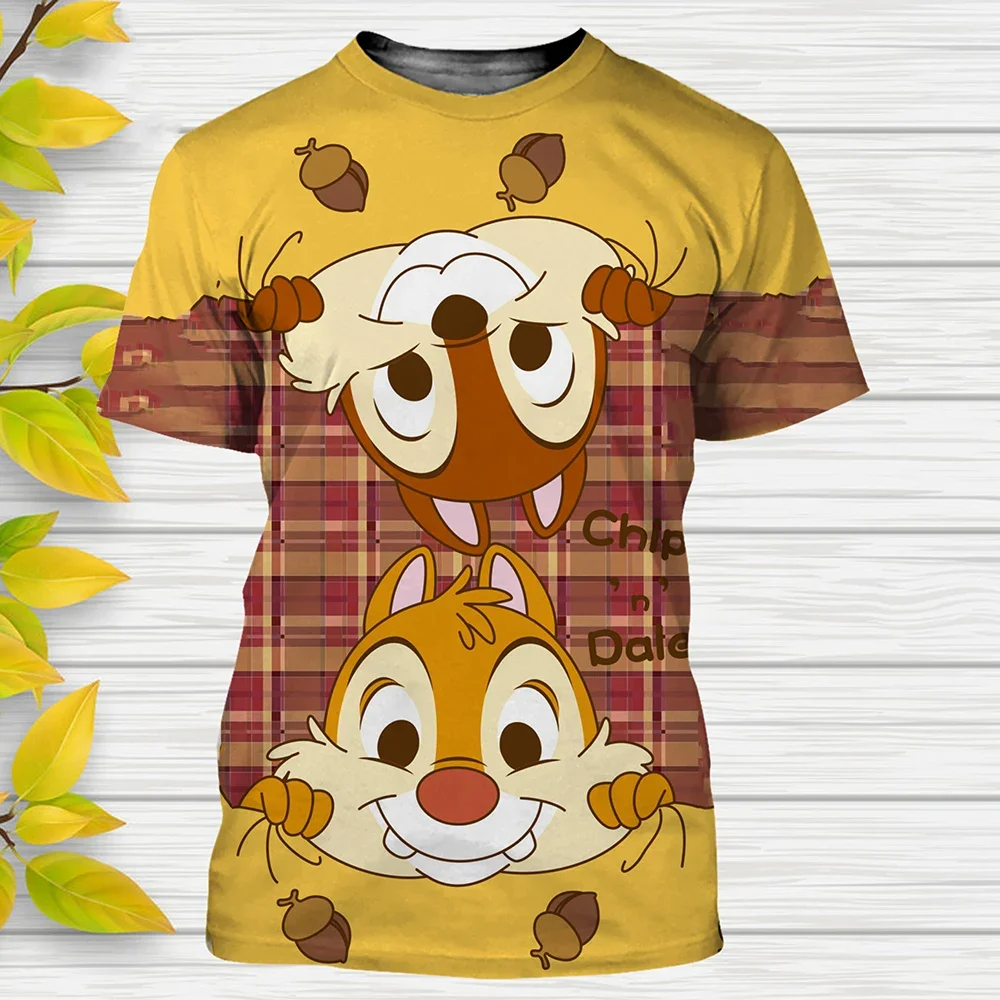 MINISO-T-shirt à Manches Courtes pour Homme et Fille, Vêtement Imprimé en 3D, Dessin Animé Disney, Chip Dale, SLaura, Nouvelle Collection