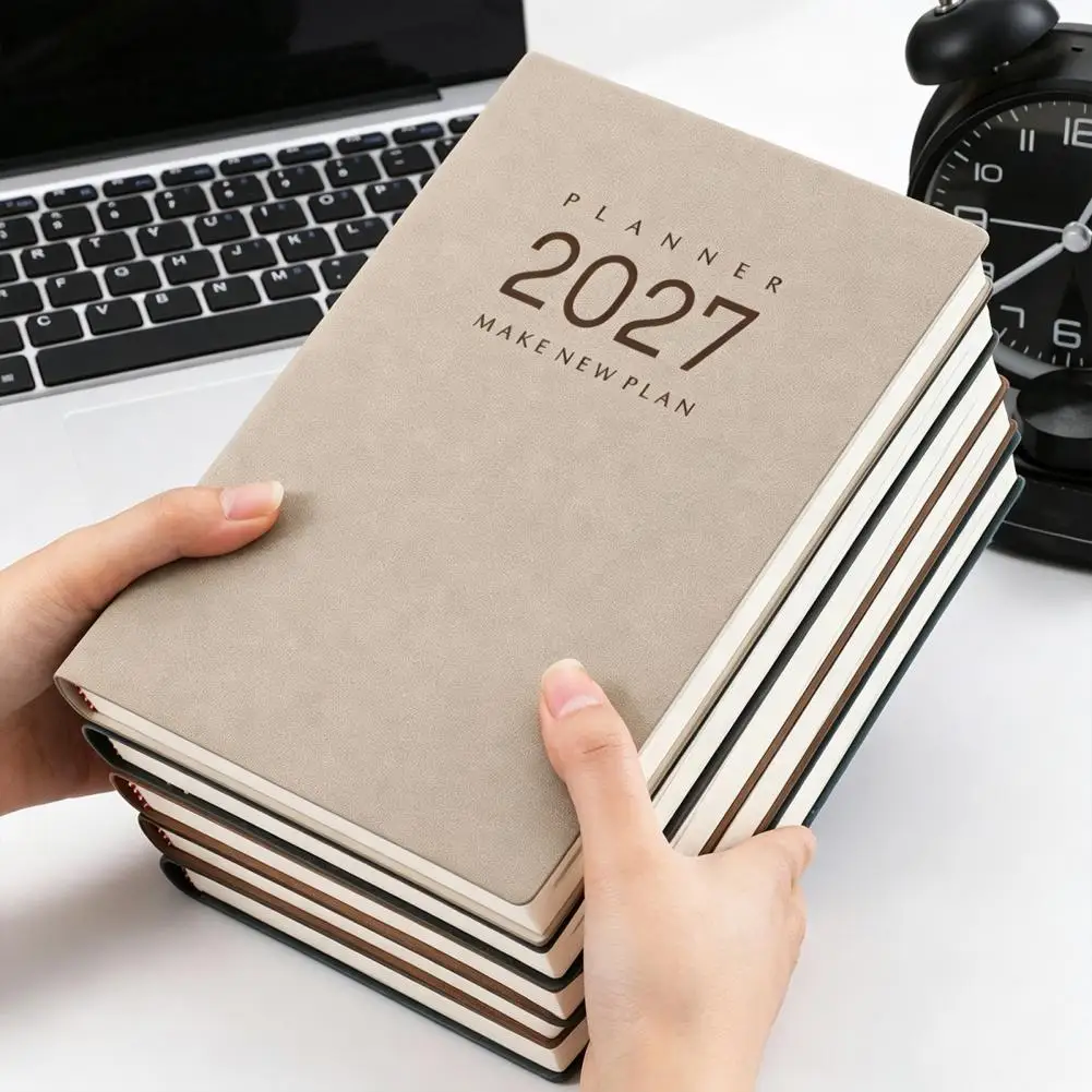 2027 Planner Hardcover Agenda for Business 2027 Monthly Planner Agenda Vintage Sheepskin Texture Cover Notebook Thick Paper