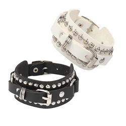 Punk PU Leather Bracelet Multilayers Rock Spikes Rivet Chains Bracelet For Women Men' Friends Jewelry accesorios mujer 2024