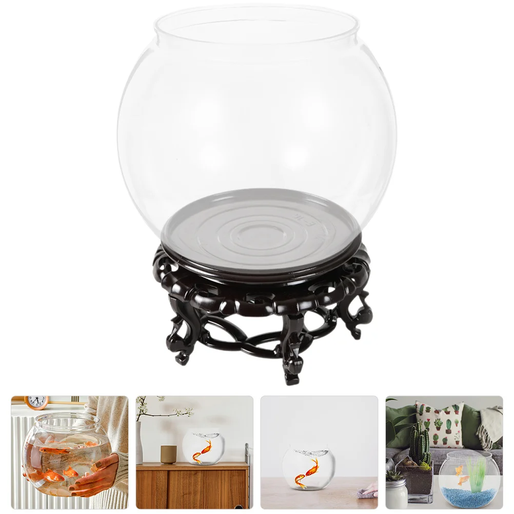 

1Set Clear Fish Bowl Transparent Desktop Small Aquarium Fish Tank Tortoise Tank with Base Multifunctional Plant Stand Home