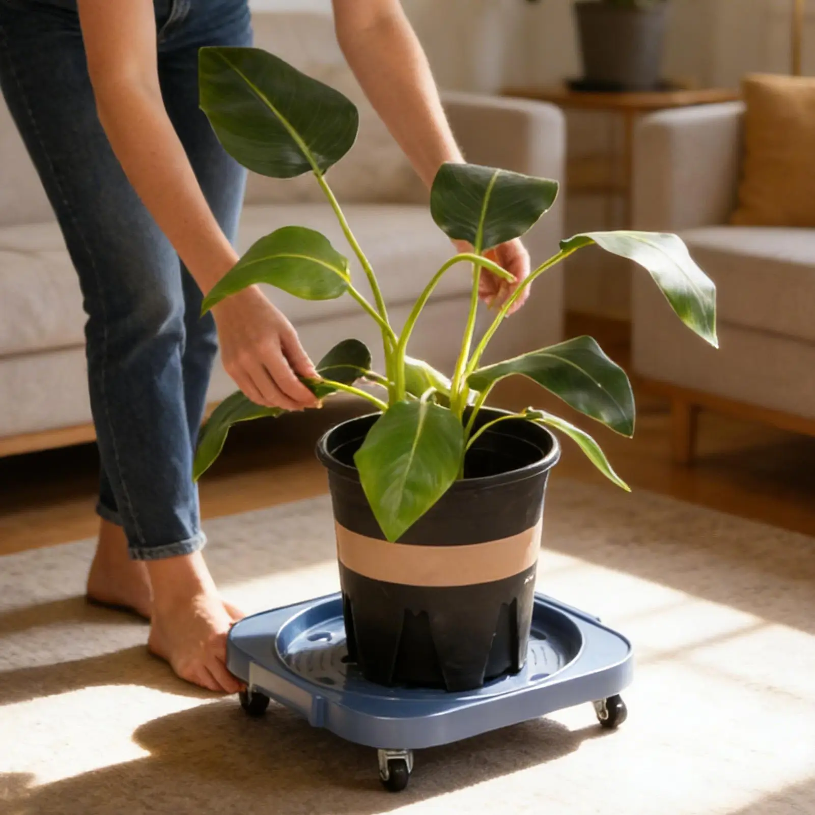 5 Gallon Bucket Stand With Rolling Wheels Flower Pot Tray Round Flower Pot Base Gardening Plastic Plant Pot Tray