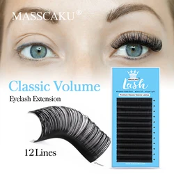 MASSCAKU Long Lasting 12Rows Russian Volume Classic Eyelashes 3D Effect Individual Faux Mink Lash Extension Makeup Cilios