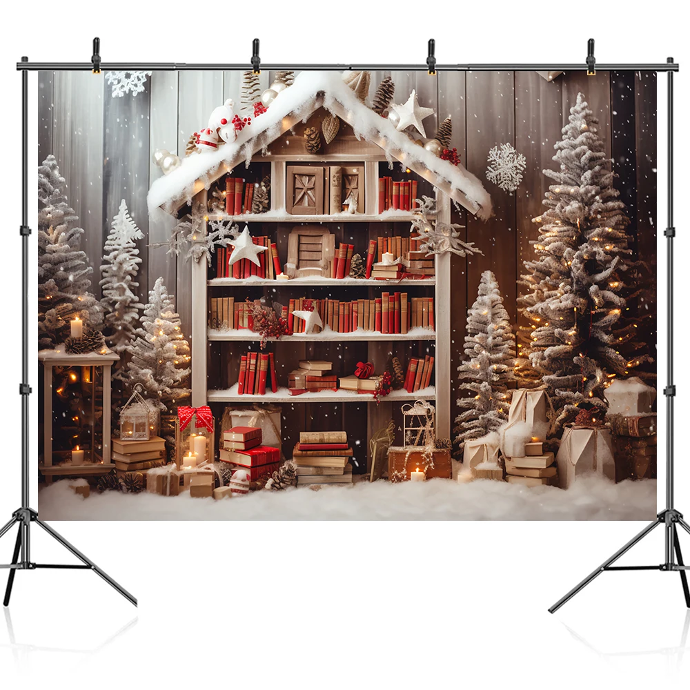 Bonvvie Christmas Party Background Photography Newborn Kids Portrait Red Door Christmas Tree Gift Decor Backdrop Photo Studio