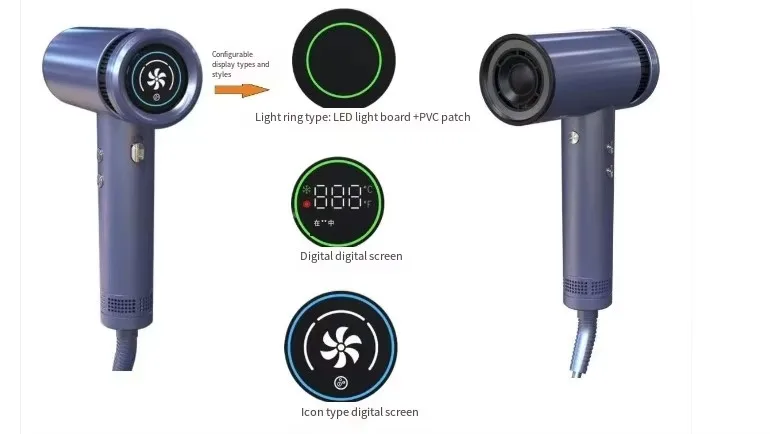 Quiet High Speed  Dryer Brushless Motor 110000RPM Screen Display Negative Ion Customizable Design Professional Blow Dryer
