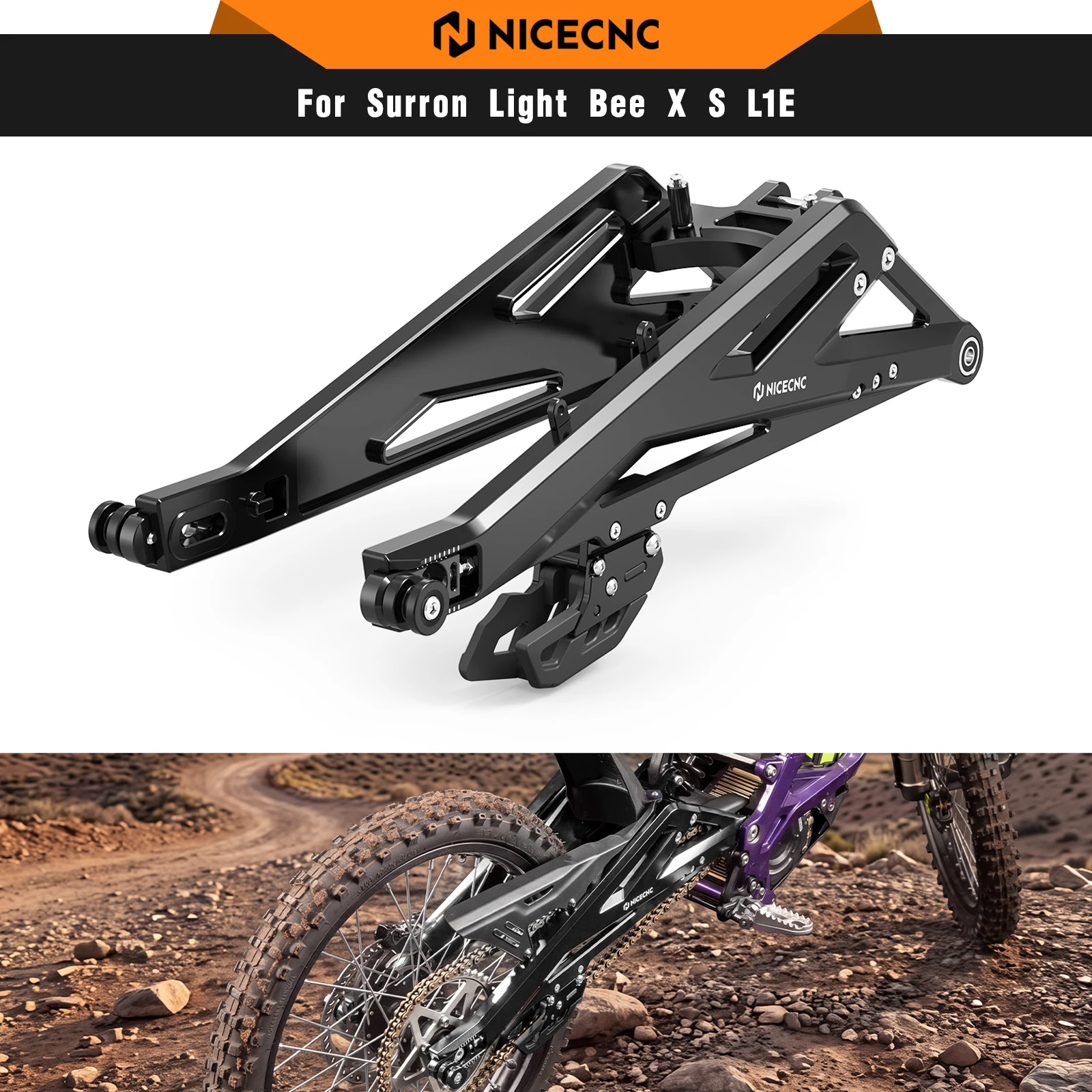 NICECNC For Surron light bee X +100mm Extended Swing Arm Swingarm For Surron light bee S Segway X160 X260 Electric Dirt Bike