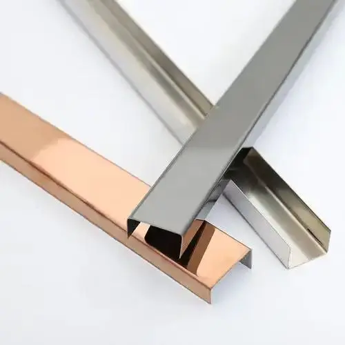 الفولاذ المقاوم للصدأ الزخرفية T شكل قطاع معدني الفولاذ المقاوم للصدأ بلاط تقليم الملف الشخصي بلاط الملحقات المعدنية