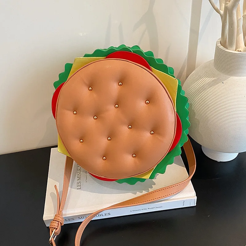 

2025 Hamburger Crossbody Bag for Women Cute Cartoon Shoulder Purse Novelty Food Plush Mini Bag Niche Aesthetic Adjustable Strap
