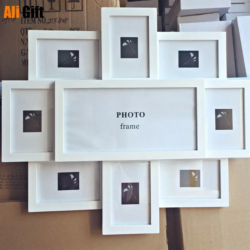 Chinese Style Wooden 6 Inch 8 Frame 9 Frame One-piece Photo Frame Wall Photo Wall Children Family Portrait Wedding Photo Studio