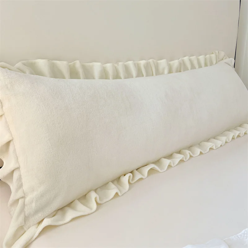Korean-style Edge Pillowcase and Thick Double-person Pillowcase for Winter Warmth. Double-person Long Pillowcase for Couples