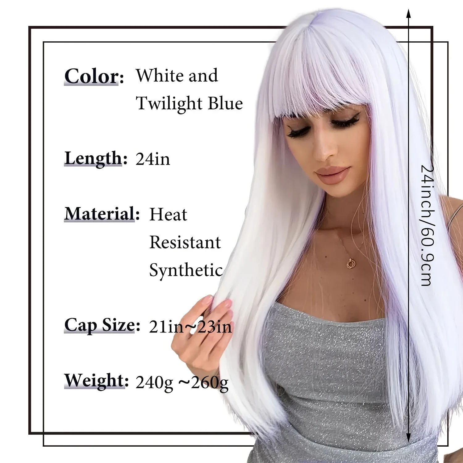 Women's Heat-Resistant Synthetic Wig: Long Split-Dye Straight Style with Bangs - Versatile for Cosplay, Party, Halloween & Daily