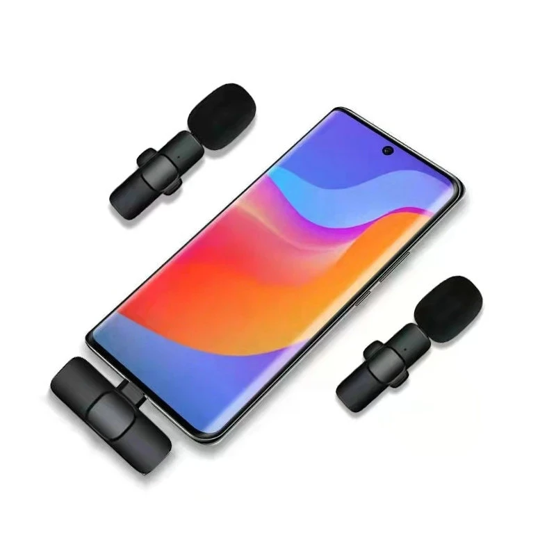 2 في 1 ميكروفون لاسلكي Lavalier محمول لتسجيل الصوت والفيديو ميكروفون صغير لنظام Ios وأندرويد البث المباشر للألعاب ميكروفون