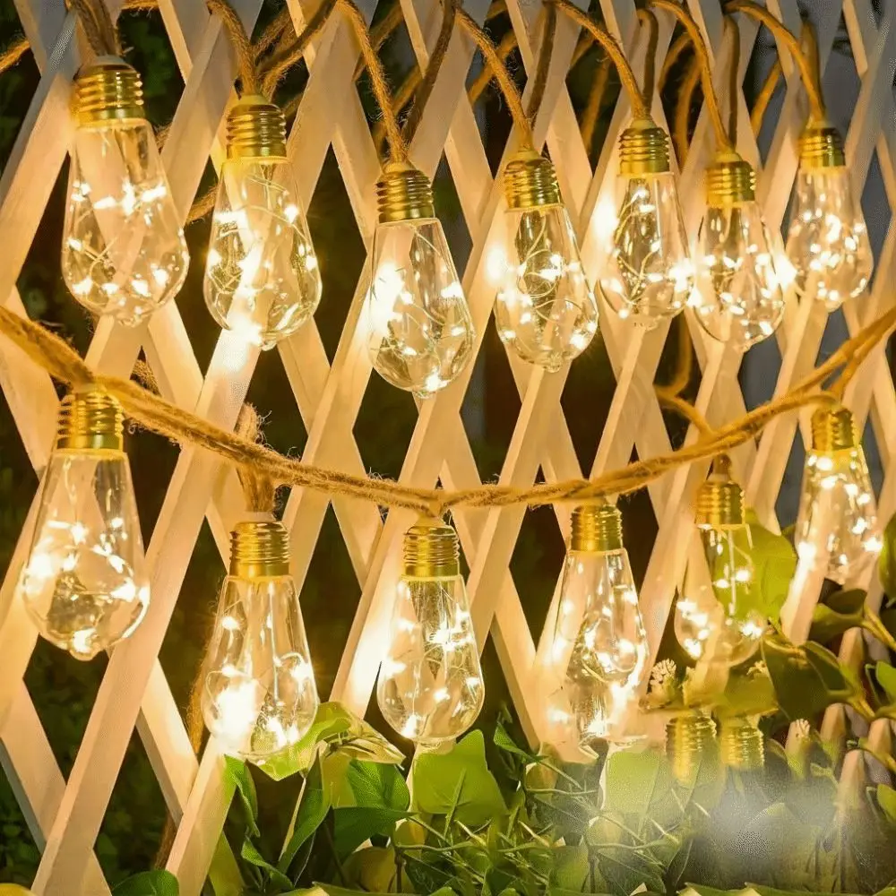 Waterproof Solar String Lights Rope Lights Bulb Lights Outdoor String Lights Solar Powered Energy Saving Copper Wire Lights
