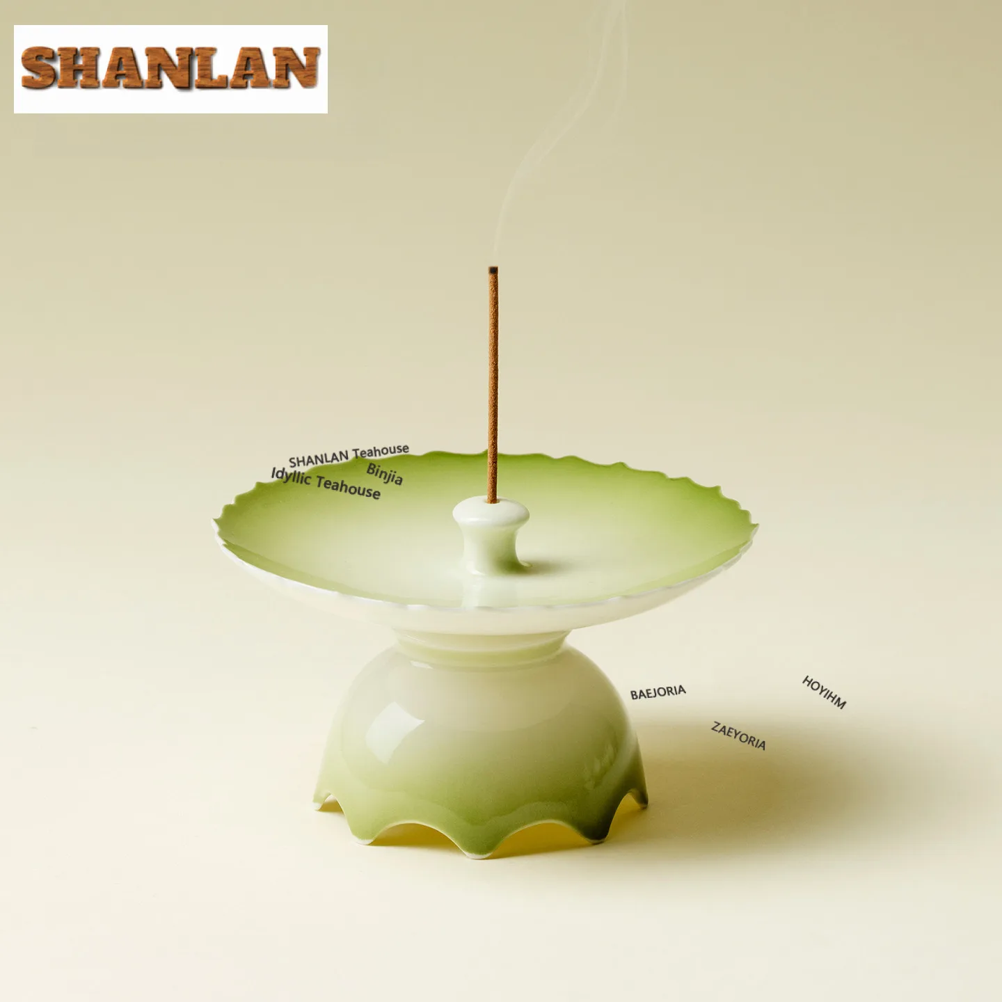 Gradient Green Incense Holder Water Fountain Decoration Incense Burners Meditation Smell Distributor Censer Indoor Ornaments
