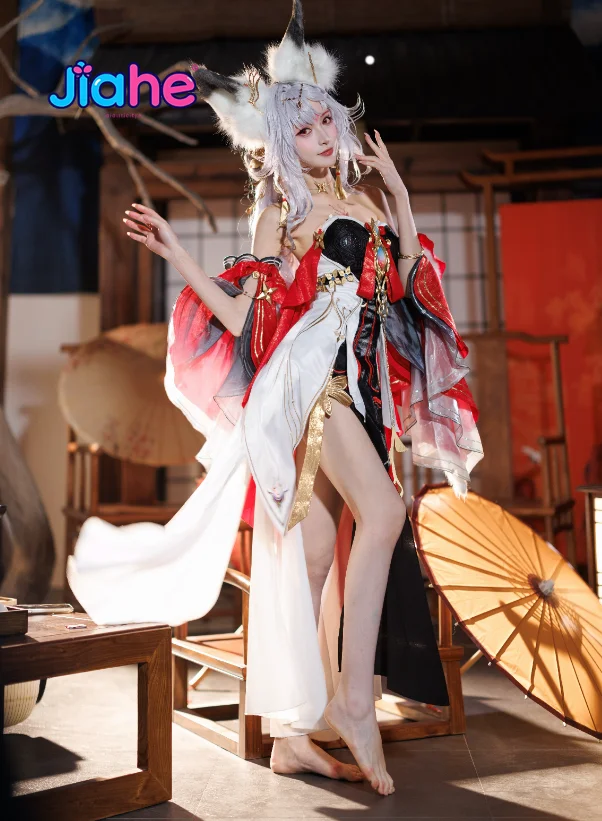 Hsin Moon Fox Star Cos Full Outfit Sexy Chinese Style Fox Lady Wuthering Waves Costume Women Halloween Cosplay Gorgeous Hanfu view 3