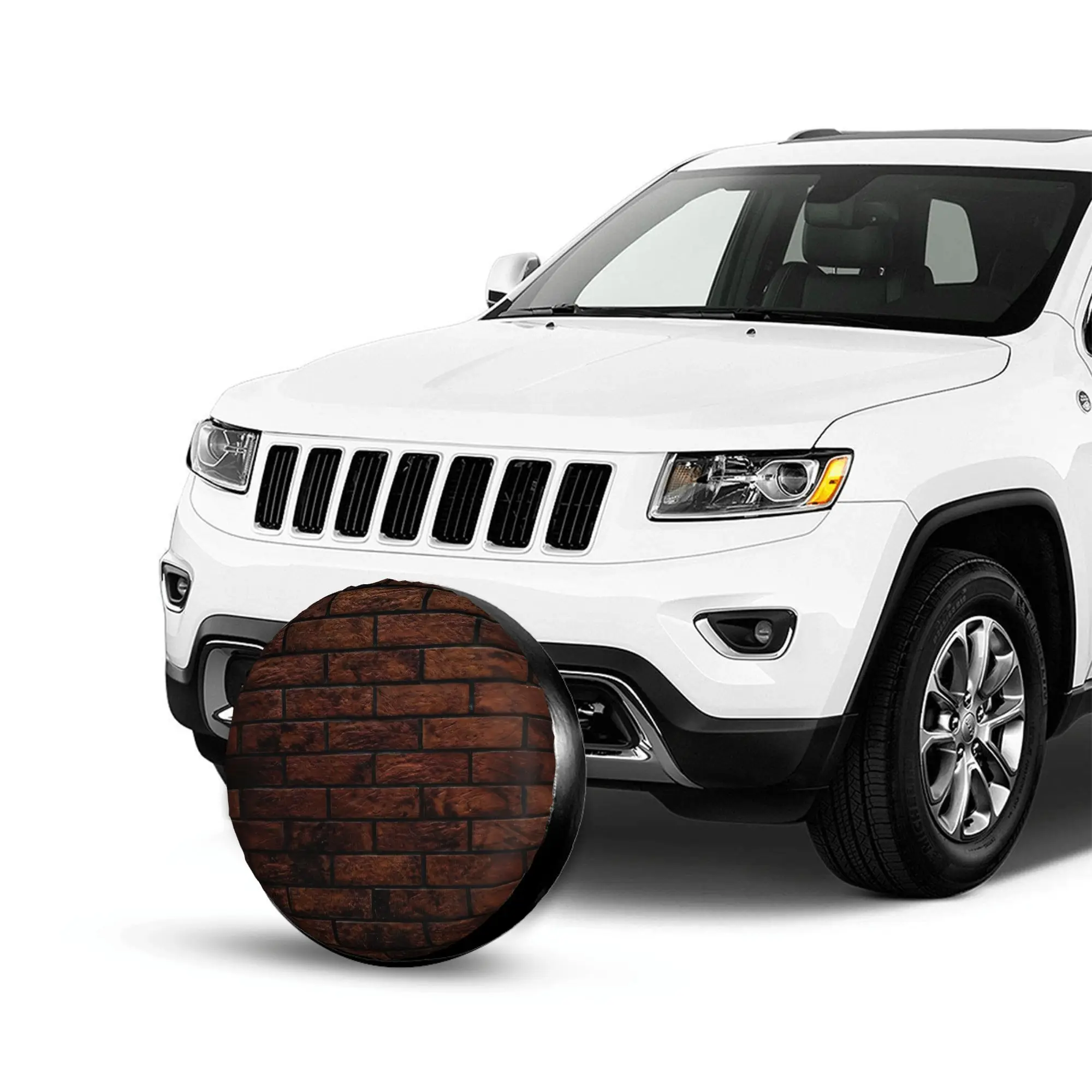 

1pc Vintage Red Brick Wall Print Car Spare Tire Protection Cover, Suitable For 14 Inch, 15 Inch, 16 Inch, And 17 Inch Tires, Sui