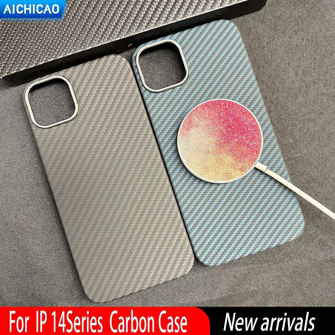 ACC-Carbon Case For Iphone 14 Plus  Phone Case 14Plus Carbon Fiber Magsafe Magnetic Light And Thin Fall Protection Case