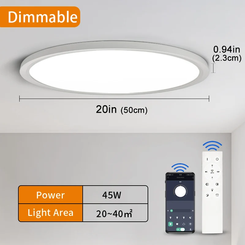 50CM Large Ceiling Lamp Smart APP/Remote Control Dimmable for Bedroom 48W Ceiling Lights AC 110/220V LED Lights for Living Room image 3