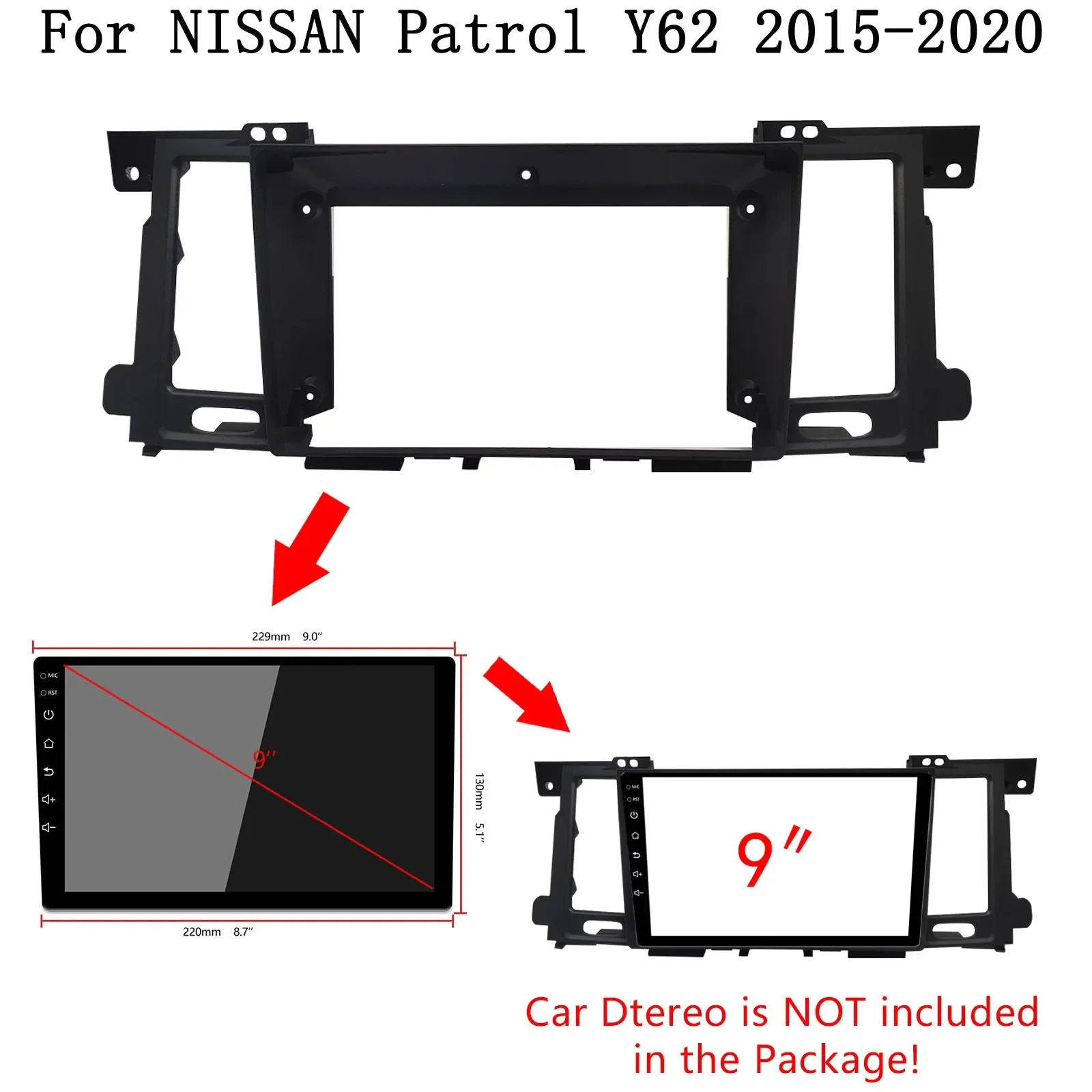 Car Radio Audio Frame Fascia For Nissan Patrol Y62 2010-2018 Android CAR dvd Radiostereo Dask Fitting Panel Kit headunit