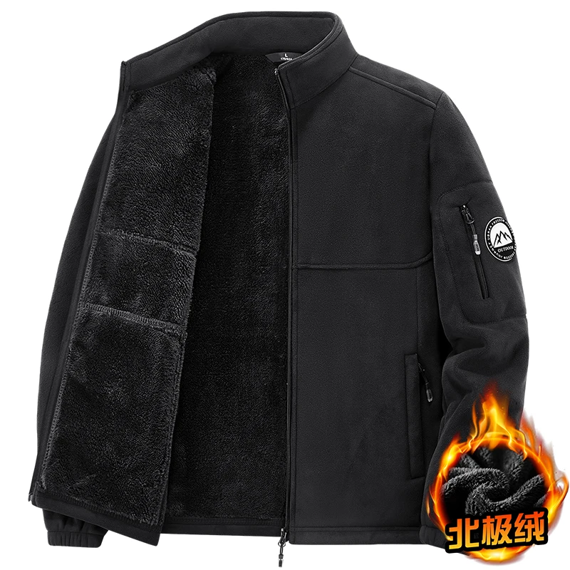 

Мужская зимняя куртка, модная брендовая флисовая уличная куртка с карманами, уличная ветрозащитная лыжная толстовка с высоким воротником, пальто, мужское зимнее пальто