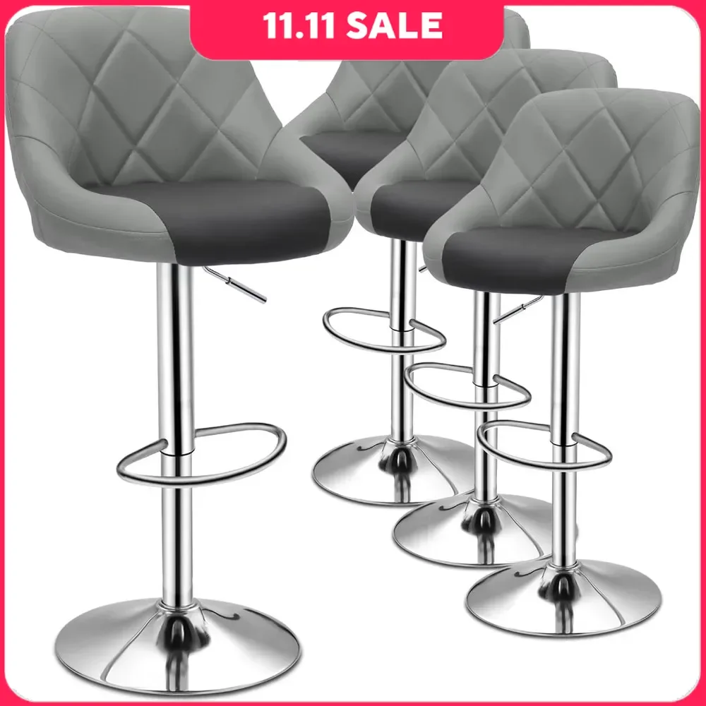 

Bar Stools Set of 4, Faux LeatherA, Djustable 360 Degree Swivel Backrest Footrest Barstool, Bar Stools