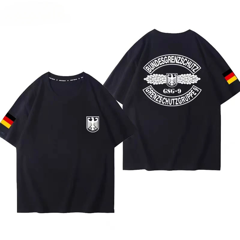 الصيف الألمانية GSG9 القوات الخاصة الطرفية تي شيرت Y2K الألمانية زي قتال موحد الحدود تي شيرت مطبوع #2