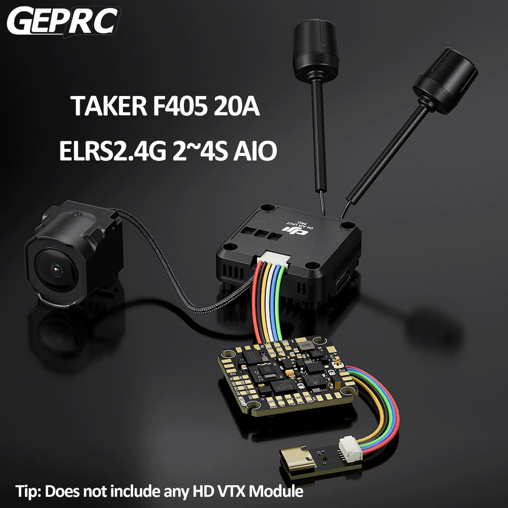 GEPRC TAKER F405 20A Elrs2.4G 2~4S AIO Betaflight OSD with AT7456E Chip FC&ESC for DIY RC FPV DarkStar22 Quadcopter Accessories