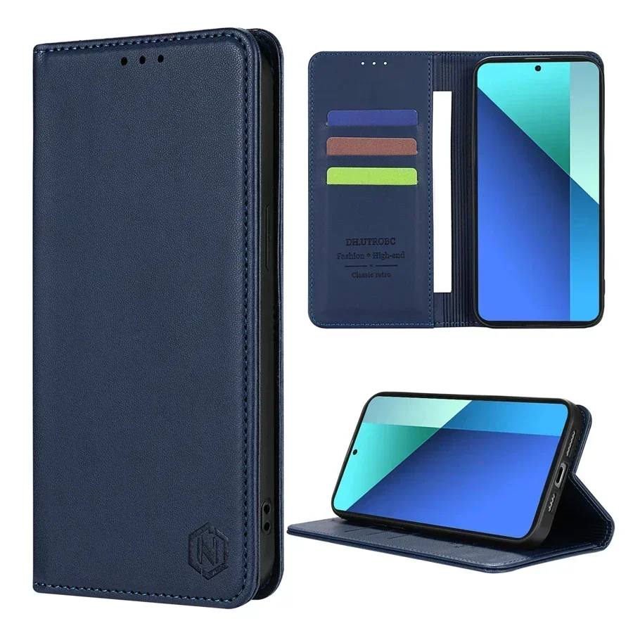 Brieftaschen-Lederhülle mit Kartenfach, Ständer und Magnetverschluss für Xiaomi 17T 15T Poco X8 Pro C85 M8 Pro 5G Redmi 17C 15 15C Note 15 Pro+