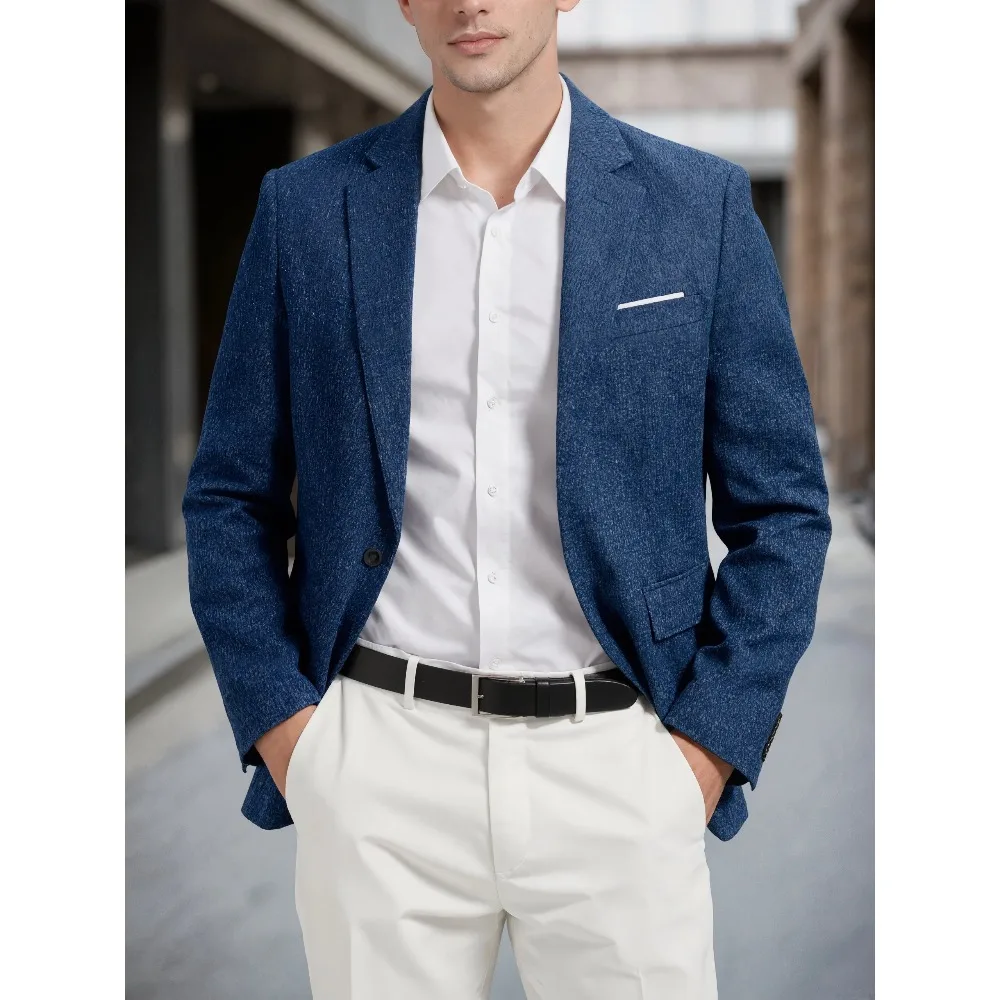 

Men Spring Autumn Casual Suit Lapel Long Sleeve Side Pocket Slim Fit Blazer Jacket Office Daily Wear Party Wedding Attire