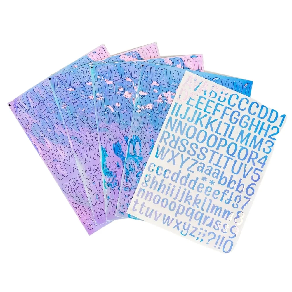 letras inglesas e decoracao de numeros adesivos cor holografica auto adesivo decoracoes impermeaveis para caneca scrapbook decoracao folha 01