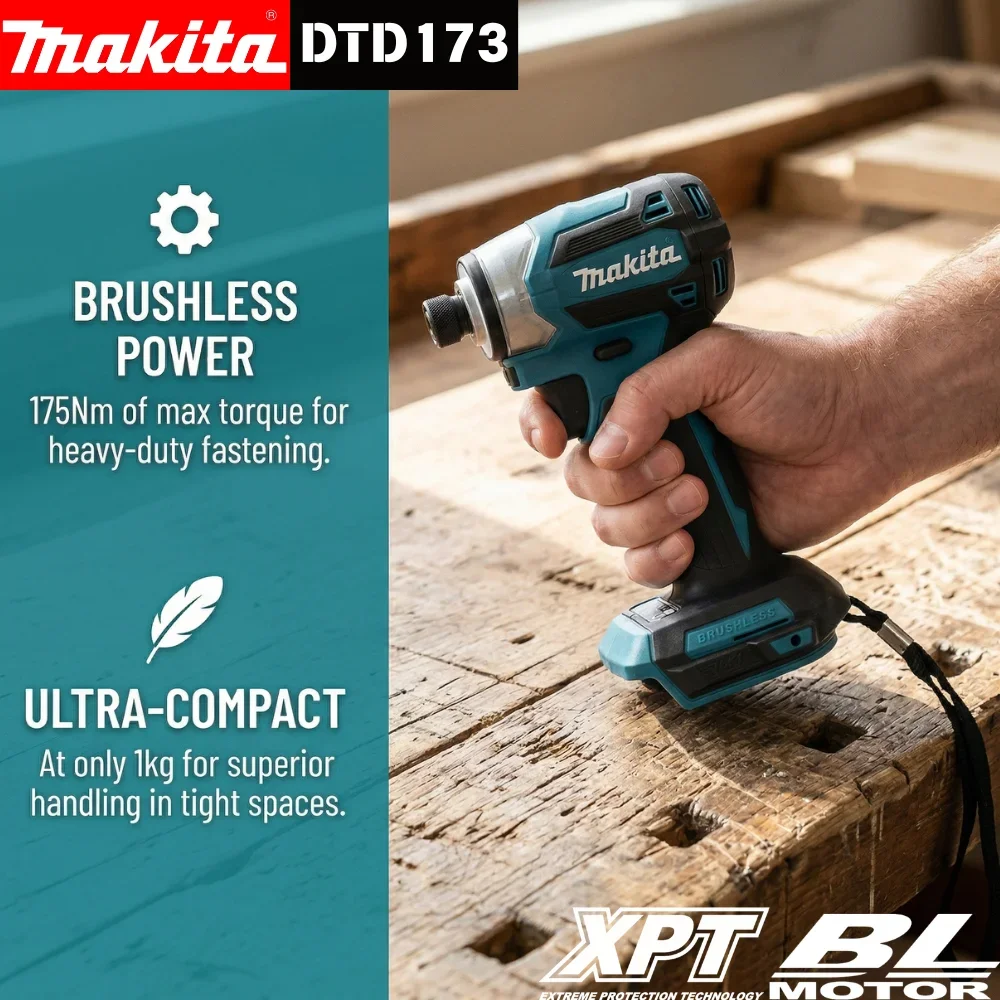 Makita DTD173 18V Brushless Cordless Impact Driver Bare Unit 180Nm 3600rpm for Home DIY No Battery Included