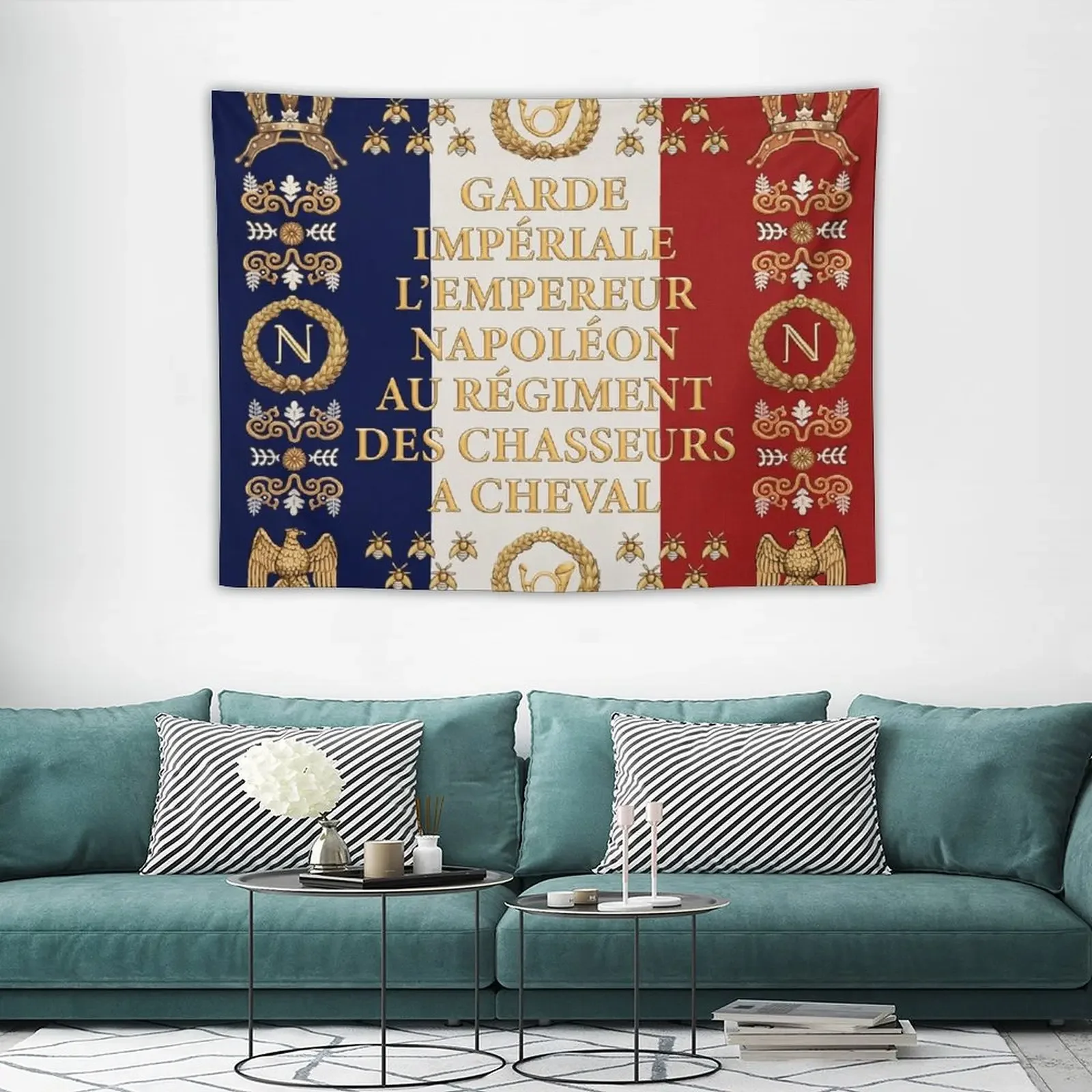 Napoleonic French flag of the Chasseurs A cheval de la Garde Tapestry Decoration Aesthetic Tapestry