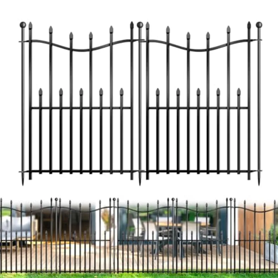 10 Panels No Dig Decorative Garden Fence 32in H ×22ft(L) Heavy-Duty Rustproof Metal Panels Outdoor Dog Barrier for Yard and Pat