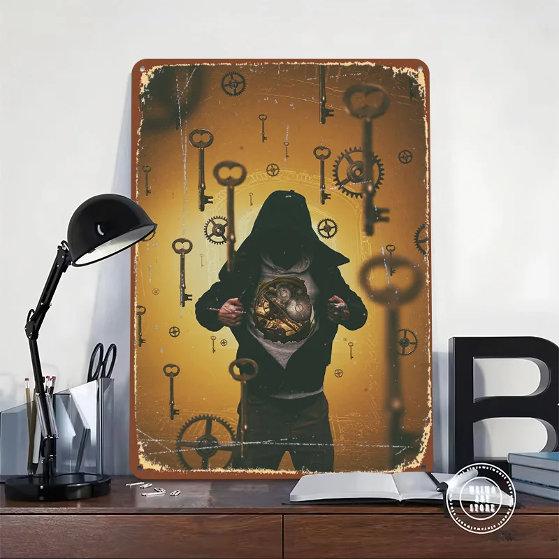 Work as a Machine Metal Poster Custom Wall Art Retro Vintage Tinplate Signs for Man Cave Room Decoration Garage Decorations Home