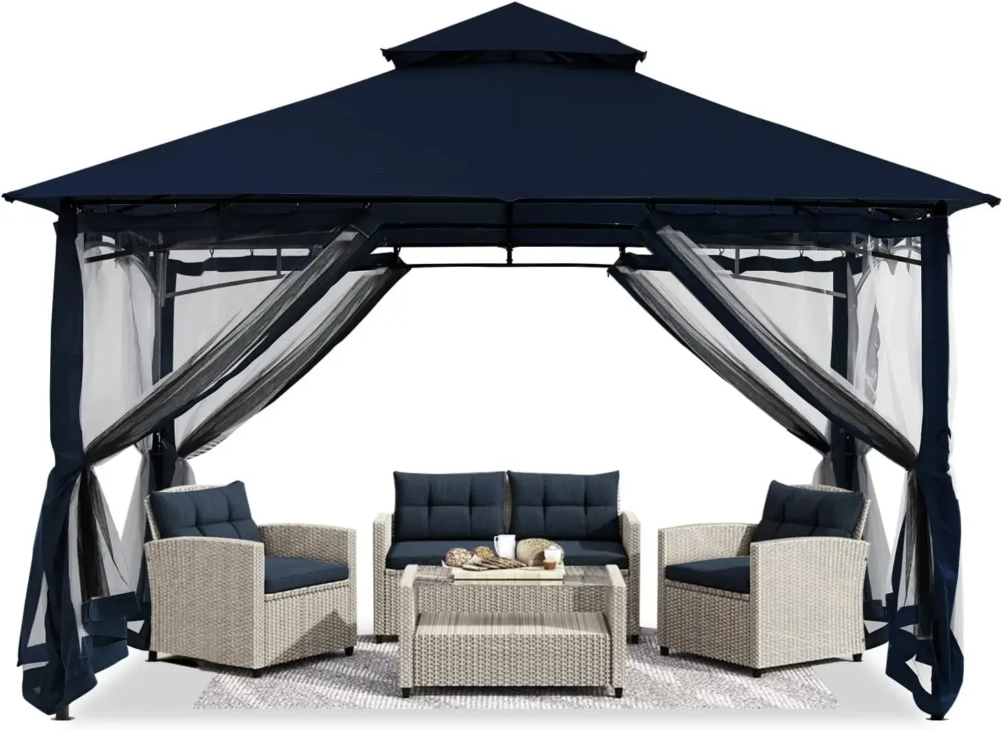 

Gazebos for Patios - Outdoor Steel Frame Gazebo with Mosquito Netting for Lawn Backyard Garden Deck