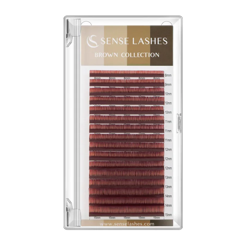 SENSE LASHES 16-rzędowa kolekcja Maillard Matowe brązowe rzęsy Mix 8-15 mm Wysokiej jakości naturalne kolorowe pojedyncze rzęsy — zdjęcie 7