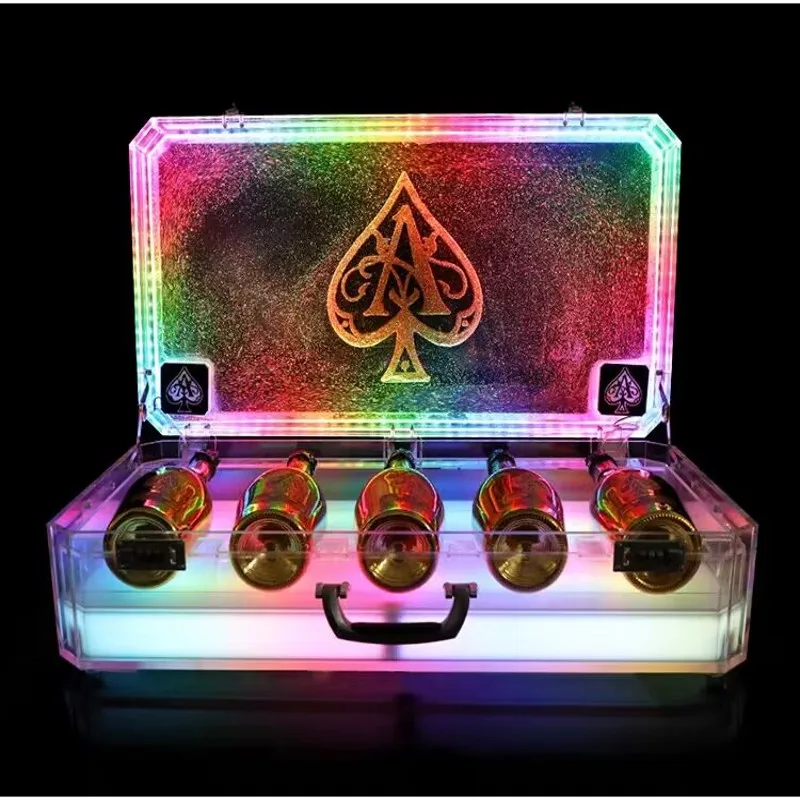 3 bottle Ice Rock Ace of Spade LED Briefcase Champagne Cocktail Wine Box Whisky Carrier Case VIP Bottle Presenter Vodka Suitcase