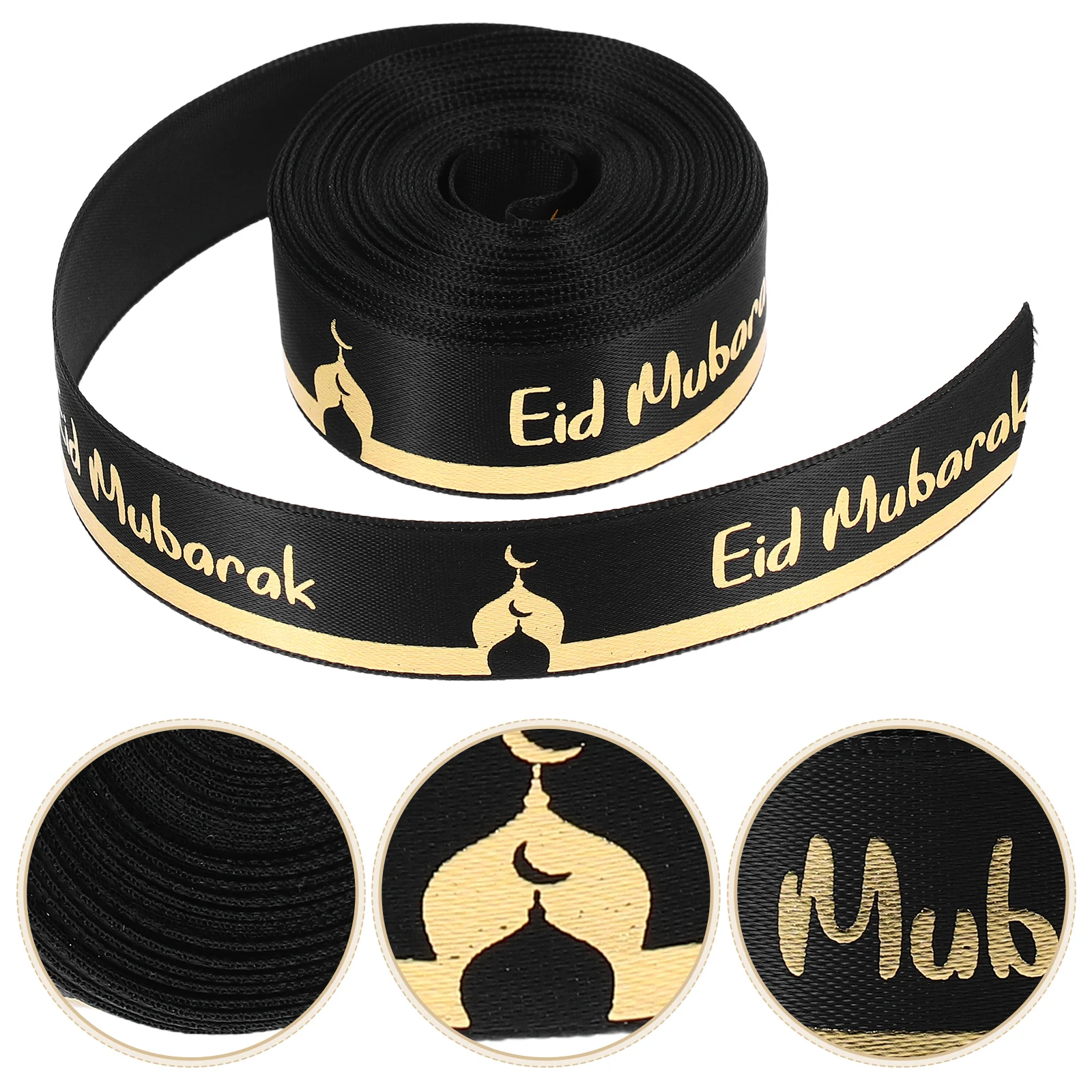 

5 Yards Eid Ribbon Printed Ribbon Thick Wide for Gift Wrapping DIY Craft Decorations Eid Mubarak Celebration Supplies