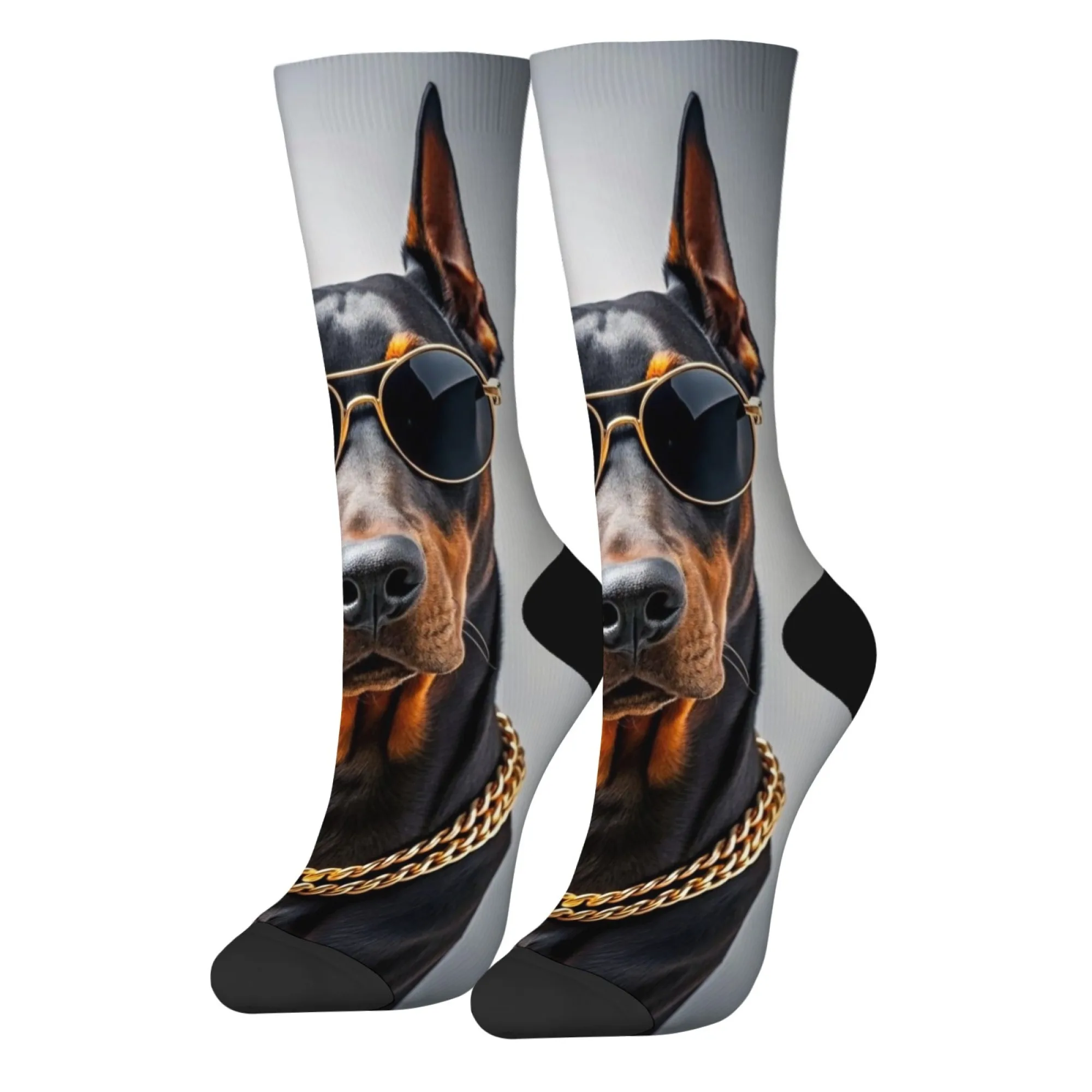 Street Cool Trend Doberman Funny Socks Novelty Happy Men's Socks Harajuku Retro Hip-Hop Style Socks Casual Party Outdoor Cycling