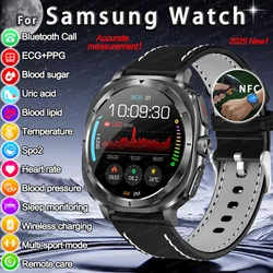 2025New ECG+PPG Laser Monitor Blood Glucose Smart Watch Men Heart Rate Uric Acid Sports NFC Smartwatch Health For Samsung Galaxy