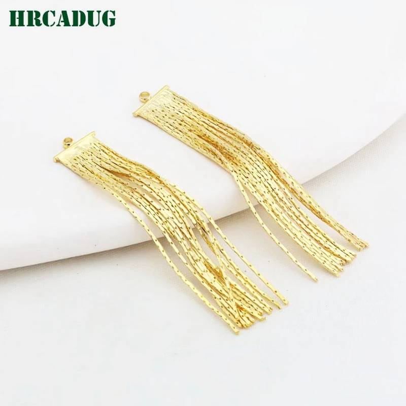 Women's Earrings Component Earwires Pendant 14K Gold Plated Brass Metal Tassel Earring Charms For DIY Jewelry Making Supplies